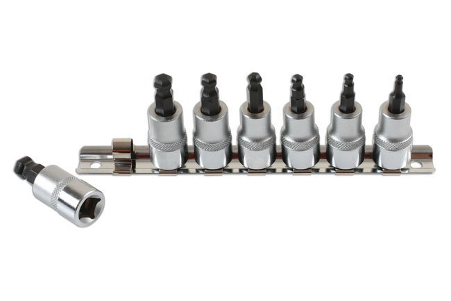 CONJUNTO HEXAGONAL NA EXTREMIDADE ESFÉRICA AJUSTADA 3/8"D 7PC