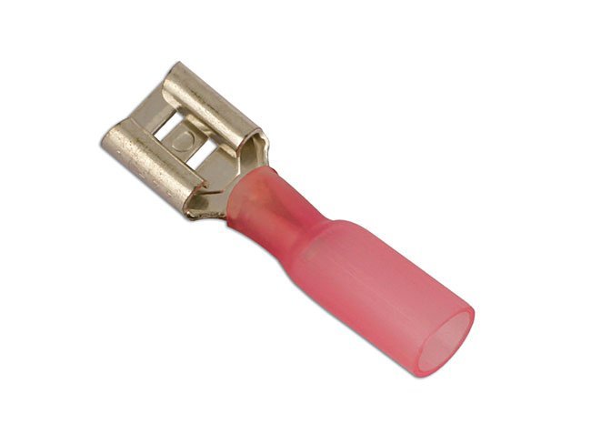 TERMINAL FÊMEA TERMORRETRÁTIL VERMELHO DE ENCAIXE POR PRESSÃO, 6,3 MM, PACOTE COM 25 UNIDADES - Image 2
