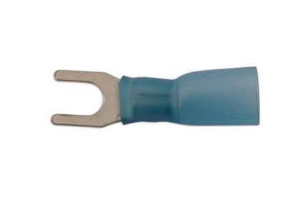 TERMINAL DE GARFO TERMORRETRÁTIL AZUL 4,0 MM, 25 UNIDADES