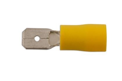 TERMINAL MACHO DE LÂMINA AMARELO 6,3 MM, PACOTE COM 100 UNIDADES