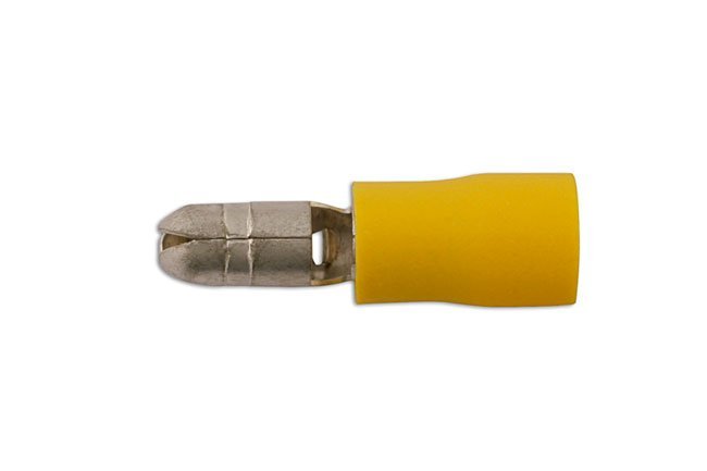 TERMINAL MACHO TIPO BALA AMARELO 5,0 MM, PACOTE COM 100 UNIDADES