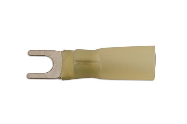 TERMINAL DE GARFO TERMORRETRÁTIL AMARELO 4,0 MM, PACOTE COM 25 UNIDADES