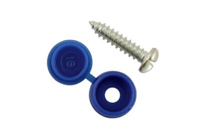 PARAFUSOS DE SEGURANÇA PARA PLACA DE MATRÍCULA, 6 X 20 MM, CABEÇA AZUL, PACOTE COM 100 UNIDADES