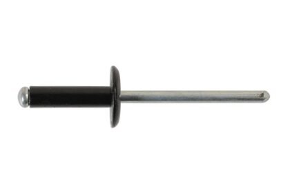 REBITES PRETOS DE FLANGE LARGA 4,8 MM X 18 MM, PACOTE COM 100 UNIDADES