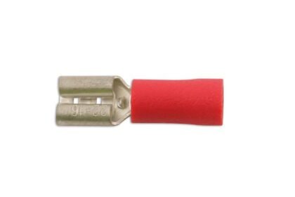TERMINAL ISOLADO FÊMEA DE ENCAIXE POR PRESSÃO VERMELHO, 6,3 MM, PACOTE COM 10 UNIDADES