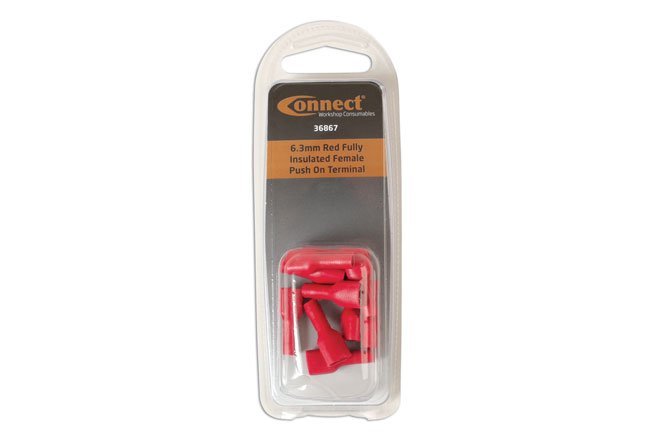 TERMINAL FÊMEA DE ENCAIXE POR PRESSÃO, TOTALMENTE ISOLADO, VERMELHO, 6,3 MM, PACOTE COM 10 UNIDADES. - Image 2