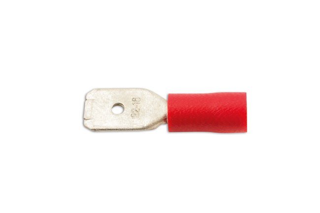 TERMINAL MACHO VERMELHO DE LÂMINA 6,3 MM, PACOTE COM 10 UNIDADES
