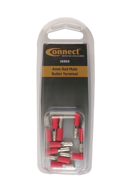 TERMINAL MACHO VERMELHO TIPO BALA DE 4 MM, PACOTE COM 10 UNIDADES - Image 2