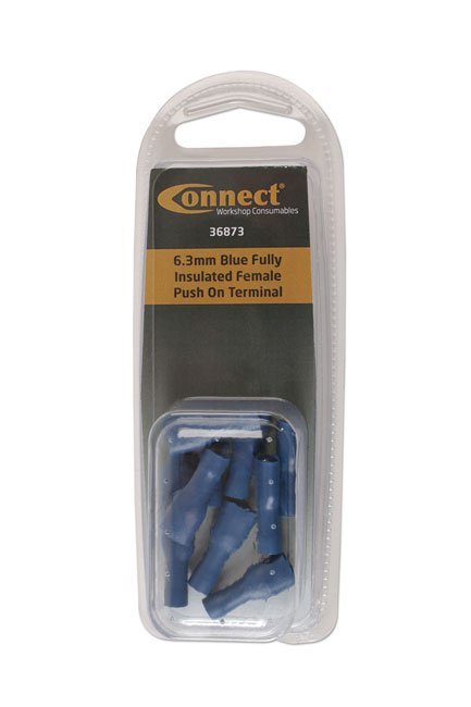 TERMINAL FÊMEA DE ENCAIXE POR PRESSÃO, TOTALMENTE ISOLADO, AZUL, 6,3 MM, PACOTE COM 10 UNIDADES. - Image 2