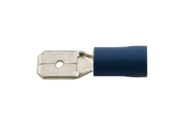 TERMINAL MACHO DE LÂMINA AZUL 6,3 MM, PACOTE COM 10 UNIDADES