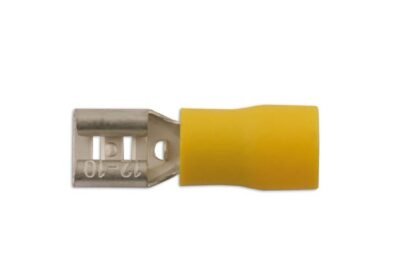 TERMINAL ISOLADO FÊMEA DE ENCAIXE POR PRESSÃO AMARELO, 6,3 MM, PACOTE COM 10 UNIDADES