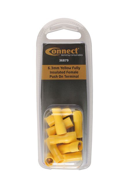 TERMINAL FÊMEA DE ENCAIXE POR PRESSÃO, TOTALMENTE ISOLADO, AMARELO, 6,3 MM, PACOTE COM 10 UNIDADES - Image 2