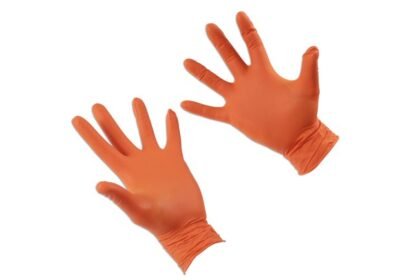 LUVAS DE NITRILO LARANJA GRIPPAZ TAMANHO GG, CAIXA COM 50 UNIDADES/25 PARES.