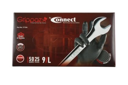 LUVAS DE NITRILO PRETAS GRANDES GRIPPAZ, CAIXA COM 50 UNIDADES/25 PARES.