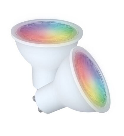 ENERGEEKS - PACK 2 lâmpadas LED inteligentes Wi-Fi GU10 5W 400LM CCT (2700-6500K) reguláveis e RGB