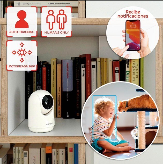 ENERGEEKS - Câmara Wi-Fi motorizada interior 1080P Sentinel III
Detecção de movimento com filtro de humanos
Detecção de som
Modo privacidade
Autotracking
Função de patrulha
ONVIF - Image 3