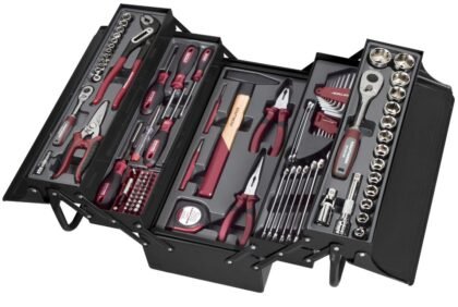 Caixa de Ferramentas em Metal, 1/4" + 1/2", 106 pcs