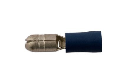 CONECTOR MACHO AZUL TIPO BALA DE 5,0 MM, PACOTE COM 100 UNIDADES.
