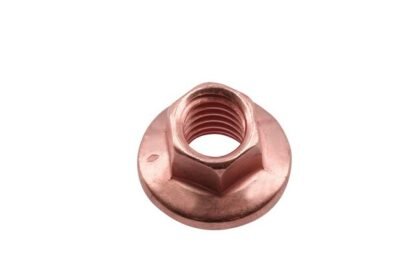 PORCA FLANGEADA E AUTOTRAVANTE M8 X 1,25 X 10 MM COM REVESTIMENTO DE COBRE, CONJUNTO DE 5 PEÇAS