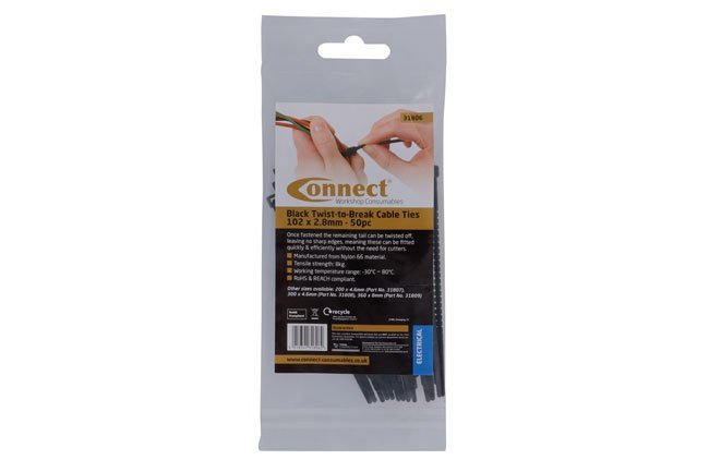 ABRAÇADEIRA DE NYLON PRETA COM SISTEMA DE TORÇÃO, 102 MM X 2,8 MM, PACOTE COM 50 UNIDADES - Image 2