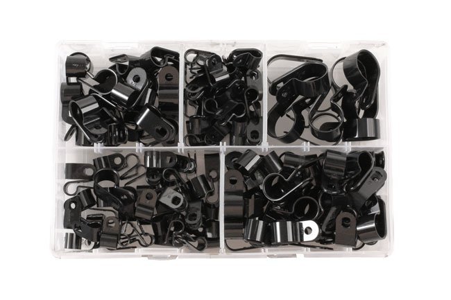 CAIXA COM 160 CLIPS DE NYLON SORTIDOS EM FORMATO DE P