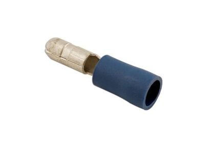 CONECTOR MACHO AZUL TIPO BALA, 4,0 MM, PACOTE COM 100 UNIDADES.
