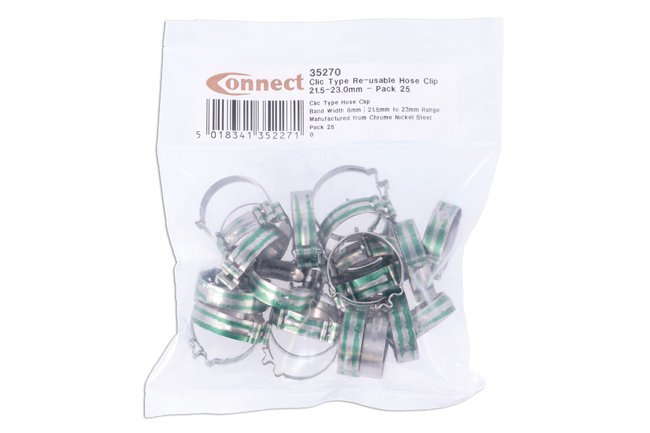 ABRAÇADEIRA DE MANGUEIRA REUTILIZÁVEL TIPO CLIC 21,5-23,0 MM, PACOTE COM 25 UNIDADES - Image 2
