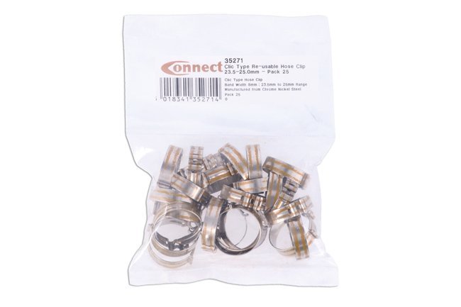 ABRAÇADEIRA DE MANGUEIRA REUTILIZÁVEL TIPO CLIC 23,5-25,0 MM, PACOTE COM 25 UNIDADES - Image 2