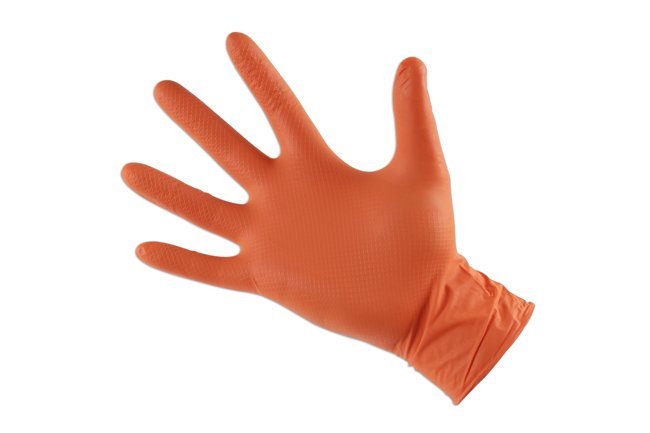 LUVAS DE NITRILO LARANJA GRIPPAZ TAMANHO GG, CAIXA COM 50 UNIDADES/25 PARES. - Image 2