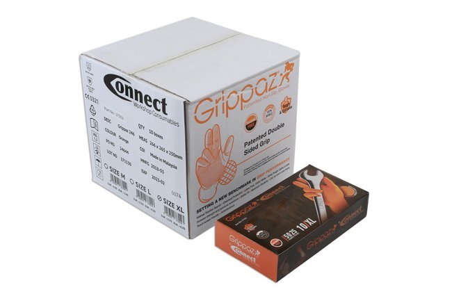 LUVAS DE NITRILO LARANJA GRIPPAZ TAMANHO GG, CAIXA COM 50 UNIDADES/25 PARES. - Image 3