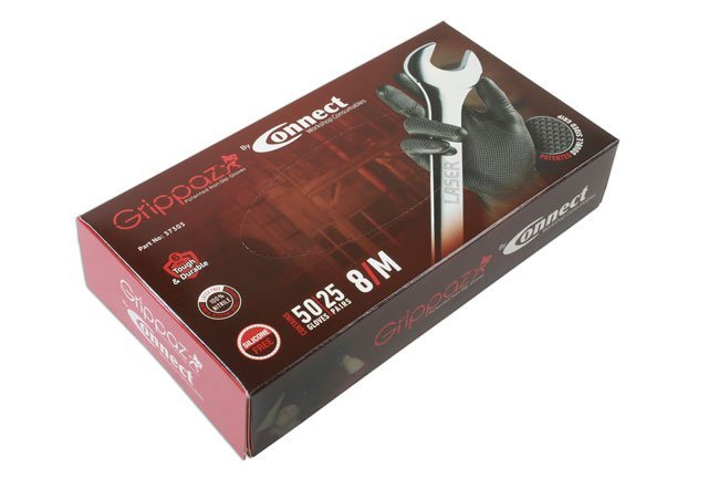 LUVAS DE NITRILO PRETAS GRIPPAZ TAMANHO MÉDIO, CAIXA COM 50 UNIDADES/25 PARES. - Image 3