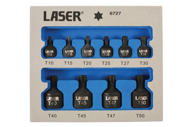 BIT DE CHAVE DE CAIXA ESTRELA DE IMPACTO DE PERFIL BAIXO CONJUNTO 1/4"D, 3/8"D 10PC - Image 3