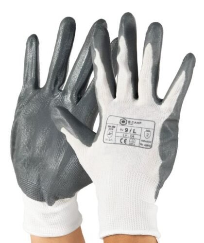 LUVA NITRILO BRANCA/CINZA LV-04 T.9