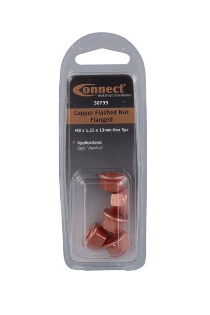 PORCA FLANGEADA REVESTIDA DE COBRE M8 X 1,25 X 13 MM SEXTAVADA (5 PEÇAS) - Image 3