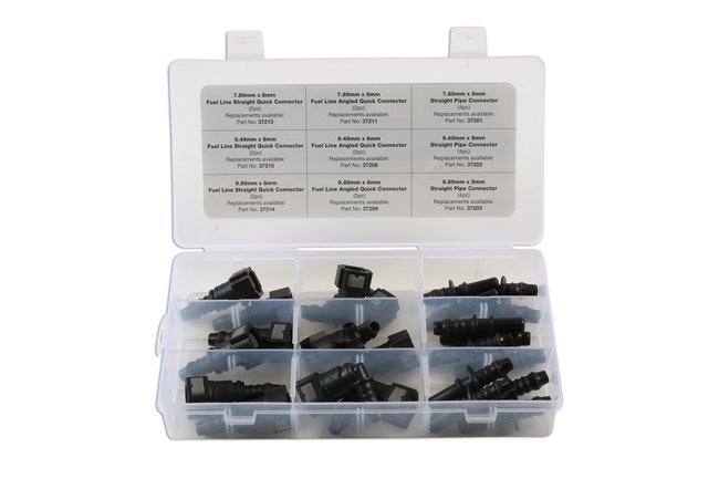 CONJUNTO DE 24 CONECTORES RÁPIDOS PARA LINHAS DE COMBUSTÍVEL, RETOS E ANGULARES