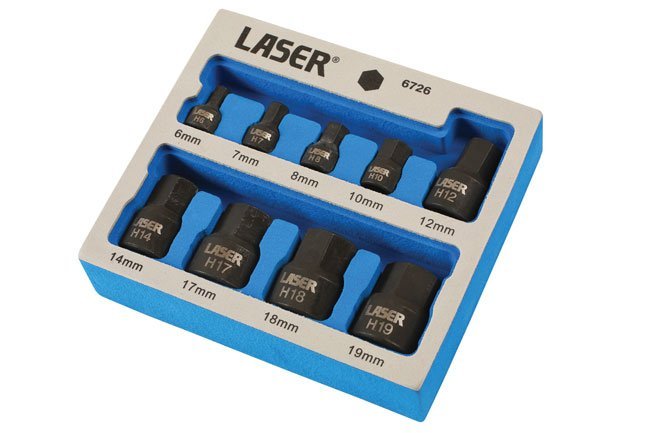 CONJUNTO HEXAGONAL DE IMPACTO DE PERFIL BAIXO AJUSTADA 1/4"D, 3/8"D 9PC - Image 2
