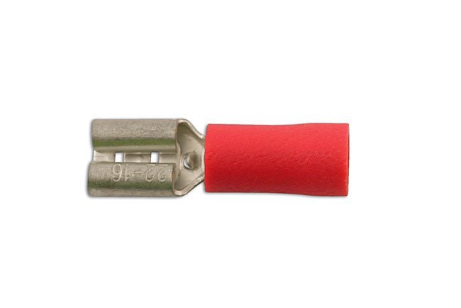 CONECTOR FÊMEA VERMELHO DE ENCAIXE RÁPIDO 4,8 MM, PACOTE COM 100 UNIDADES