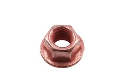 PORCA FLANGEADA E AUTOTRAVANTE M8 X 1,25 X 12 MM COM REVESTIMENTO DE COBRE, CONJUNTO DE 5 PEÇAS