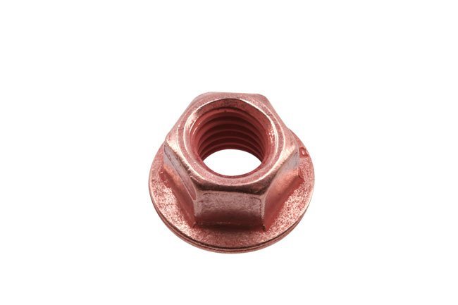 PORCA FLANGEADA E AUTOTRAVANTE M8 X 1,25 X 12 MM COM REVESTIMENTO DE COBRE, CONJUNTO DE 5 PEÇAS