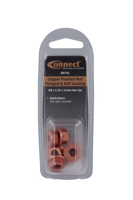 PORCA FLANGEADA E AUTOTRAVANTE M8 X 1,25 X 13 MM COM REVESTIMENTO DE COBRE, CONJUNTO DE 5 PEÇAS - Image 3