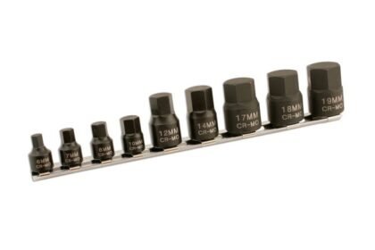 CONJUNTO HEXAGONAL DE IMPACTO DE PERFIL BAIXO AJUSTADA 1/4"D, 3/8"D 9PC