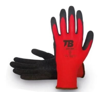 LUVA VERMELHA PROT MECANICA POLIESTER E LATEX NA PALMA REF. 320P GRIP T.8